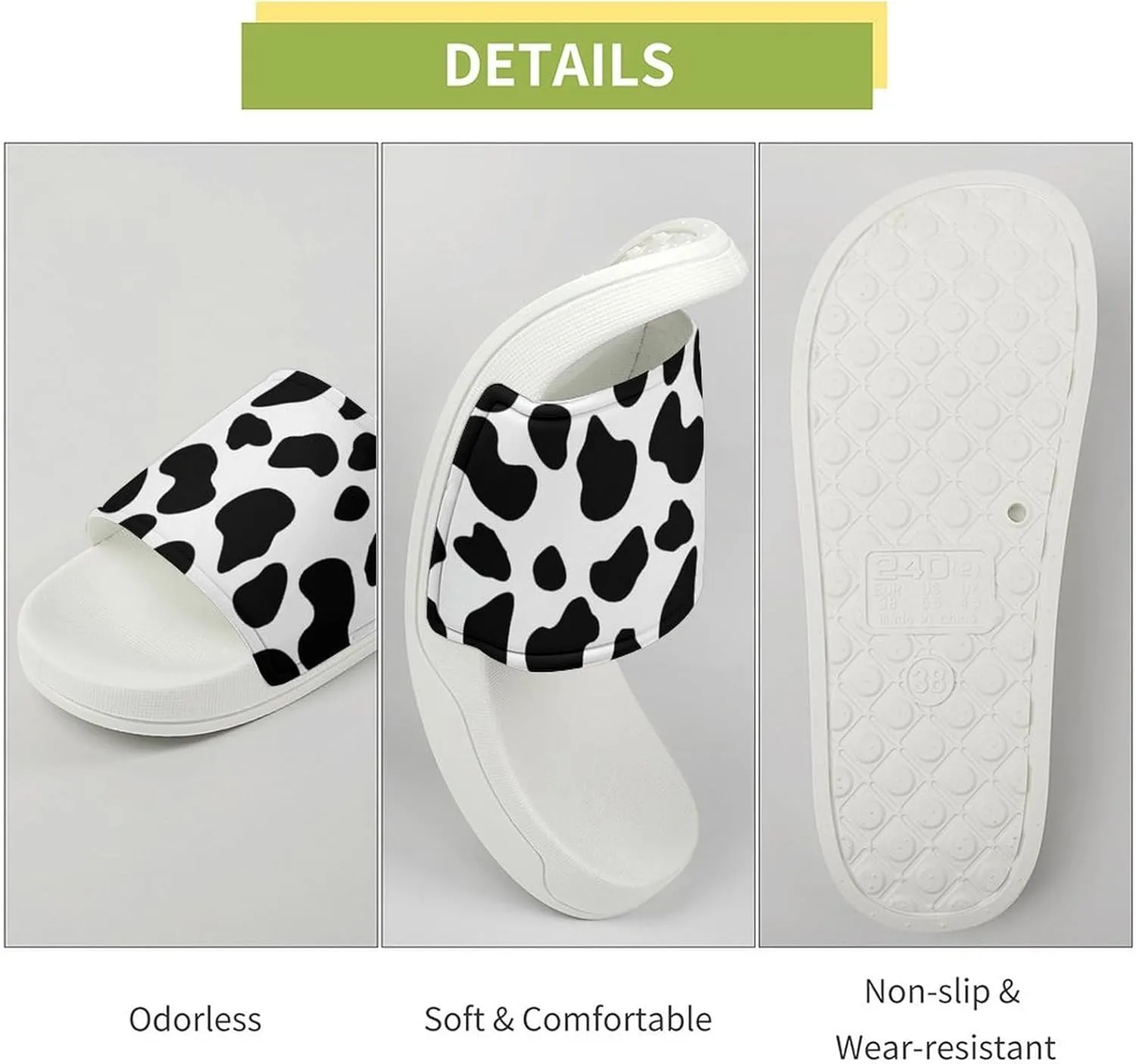 Cow Print Slippers Mens Women Slides Shoes Sandals Non Slip Summer Slipper for Outdoor Beach Home Indoor