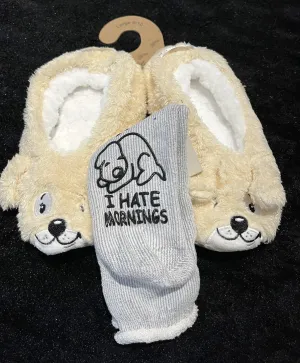 “COZY TIME” Slippers Size Large (9-10) & Slipper Socks