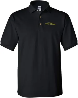 Custom Polo Shirts for Men Fly Navy Naval Aviation Embroidery Cotton