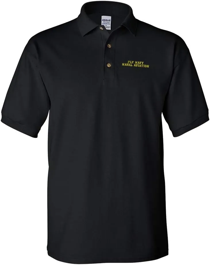 Custom Polo Shirts for Men Fly Navy Naval Aviation Embroidery Cotton