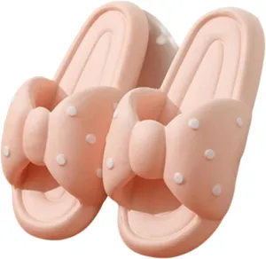 Cute Bow Design Women's Summer Slipper,Non-Slip Thick Sole Home Bathroom Indoor Comfort Sandals, 6
