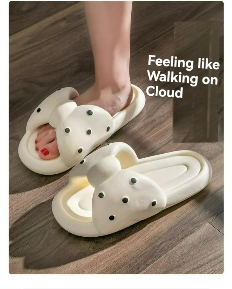 Cute Bow Design Women's Summer Slipper,Non-Slip Thick Sole Home Bathroom Indoor Comfort Sandals, 6