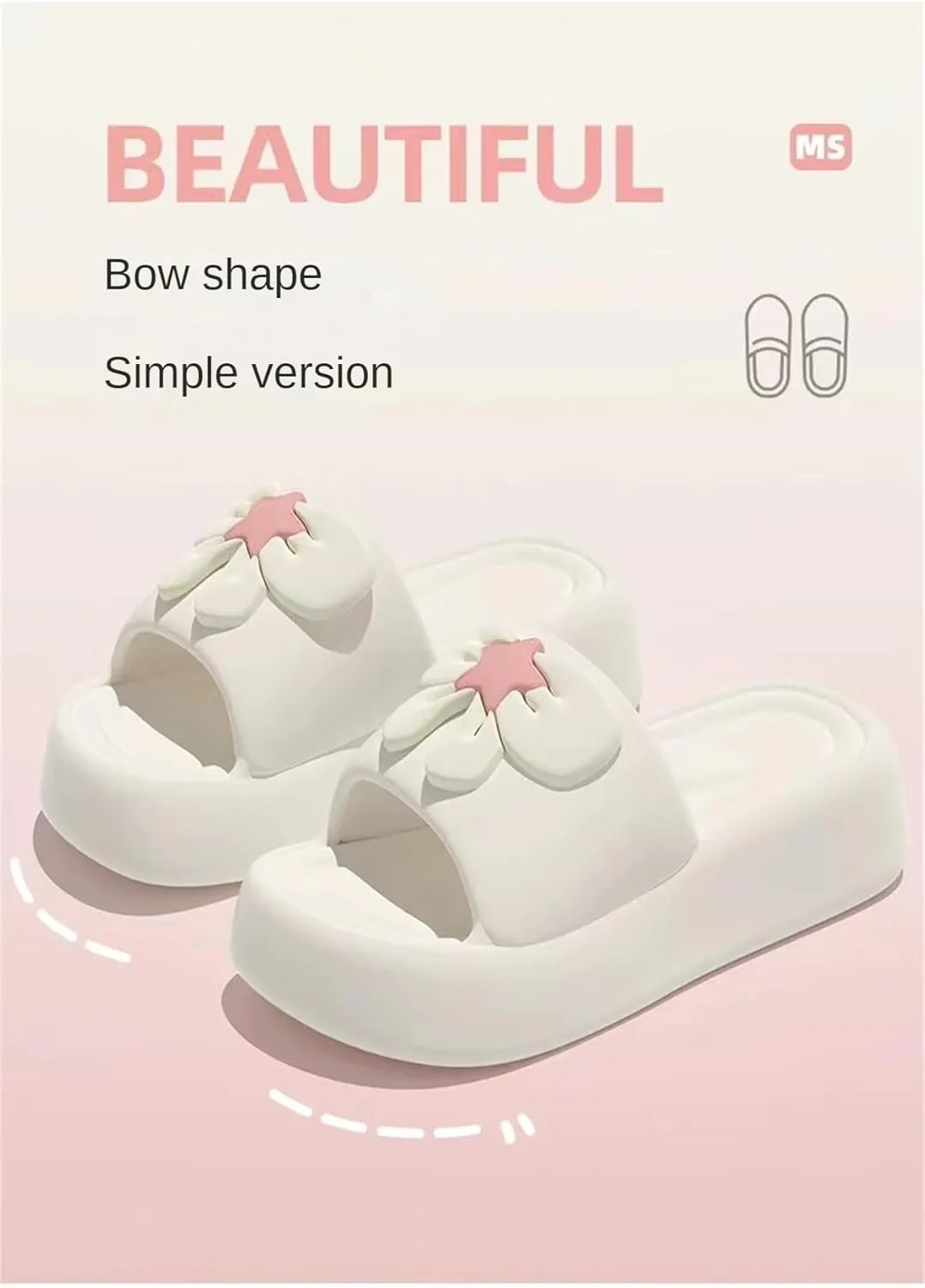Cute Bow Pink Star Slipper Sandals Women Non Slip Outdoor & Indoor Footwear For Beach Travel Shower Flip Flops Women