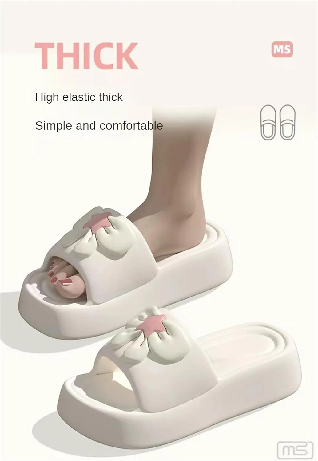 Cute Bow Pink Star Slipper Sandals Women Non Slip Outdoor & Indoor Footwear For Beach Travel Shower Flip Flops Women