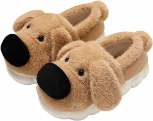 Cute Dog Slippers for Women and Men, Animal Fluffy Slippers, Womens Mens Fuzzy Slippers, Plush Warm Cozy House Slippers