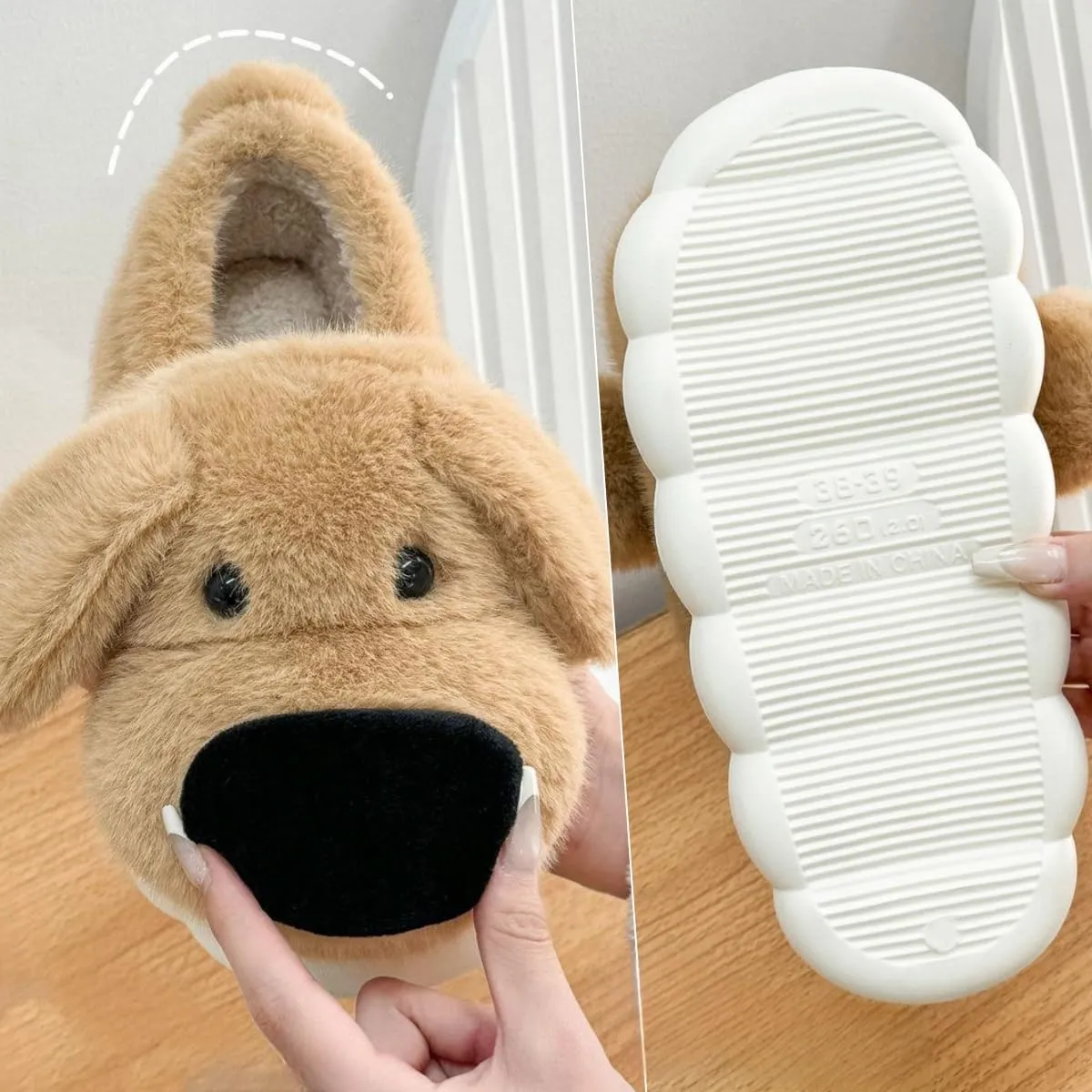 Cute Dog Slippers for Women and Men, Animal Fluffy Slippers, Womens Mens Fuzzy Slippers, Plush Warm Cozy House Slippers