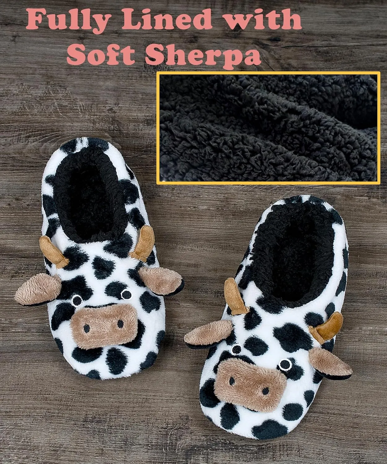 Cute Slippers for Women & Kids, Fuzzy Animal Slipper Socks with Non-slip Soles, Unique Funny Gifts
