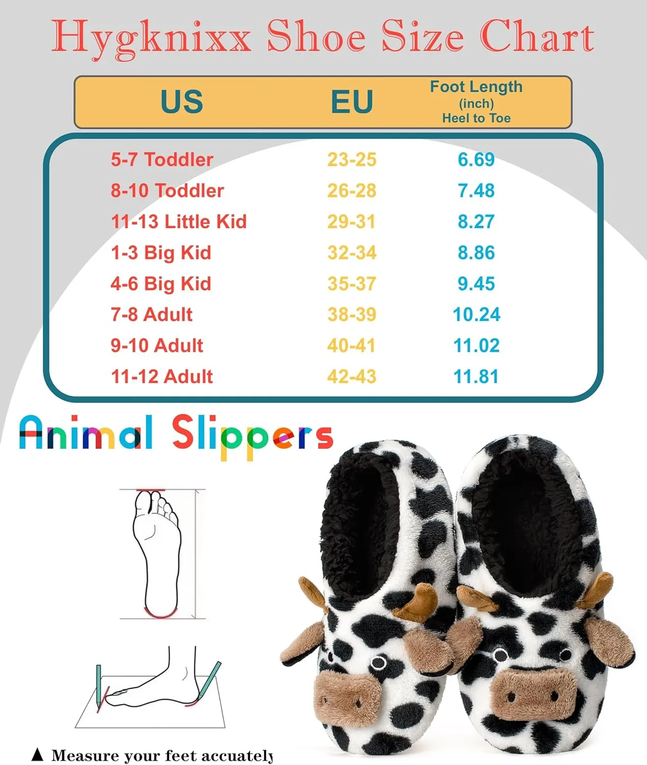 Cute Slippers for Women & Kids, Fuzzy Animal Slipper Socks with Non-slip Soles, Unique Funny Gifts