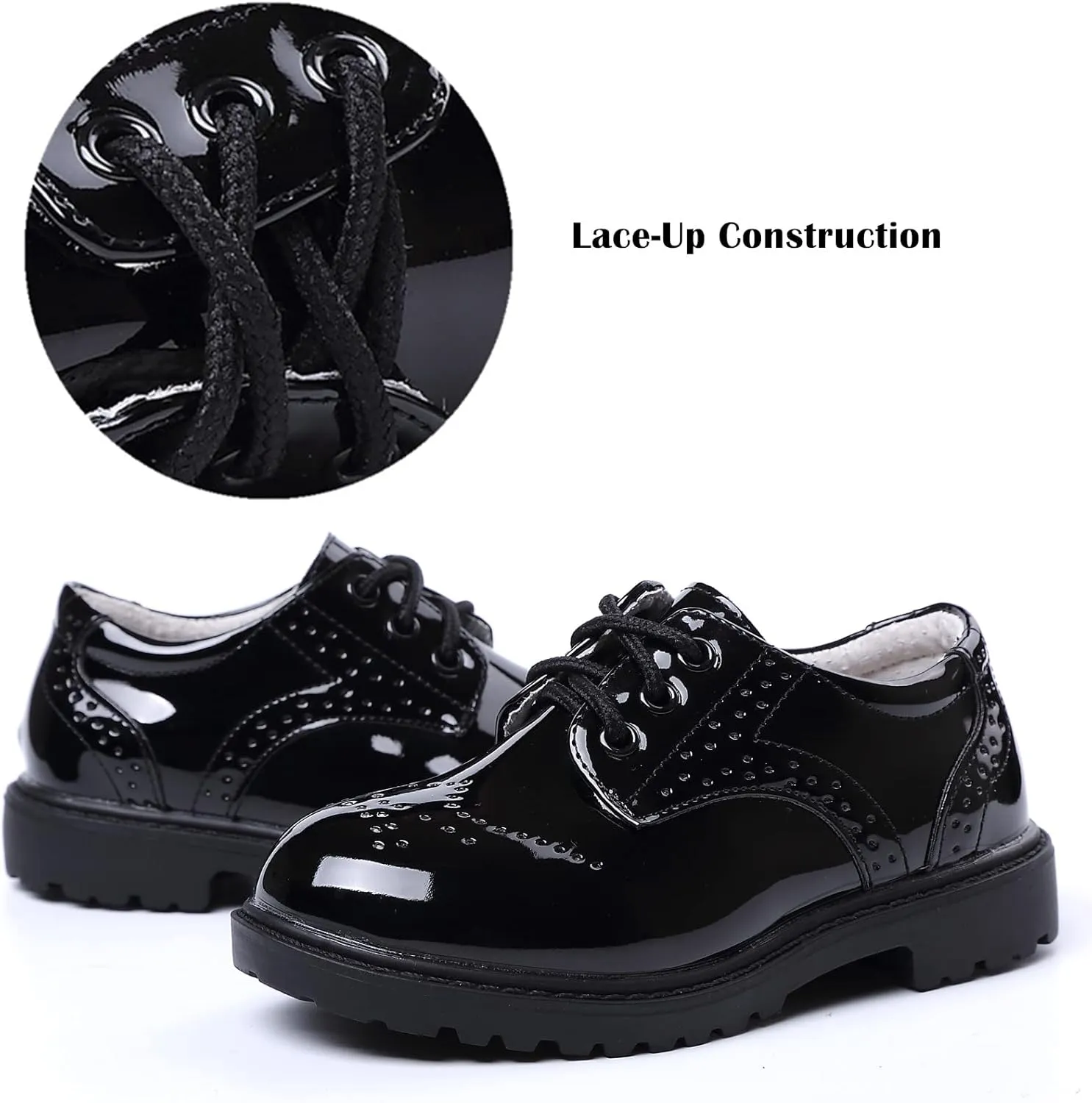 DADAWEN Children's Boy's Girl's Lace-Up School Uniform Shoes Comfort Oxford Dress Shoes (Toddler/Little Kid/Big Kid)