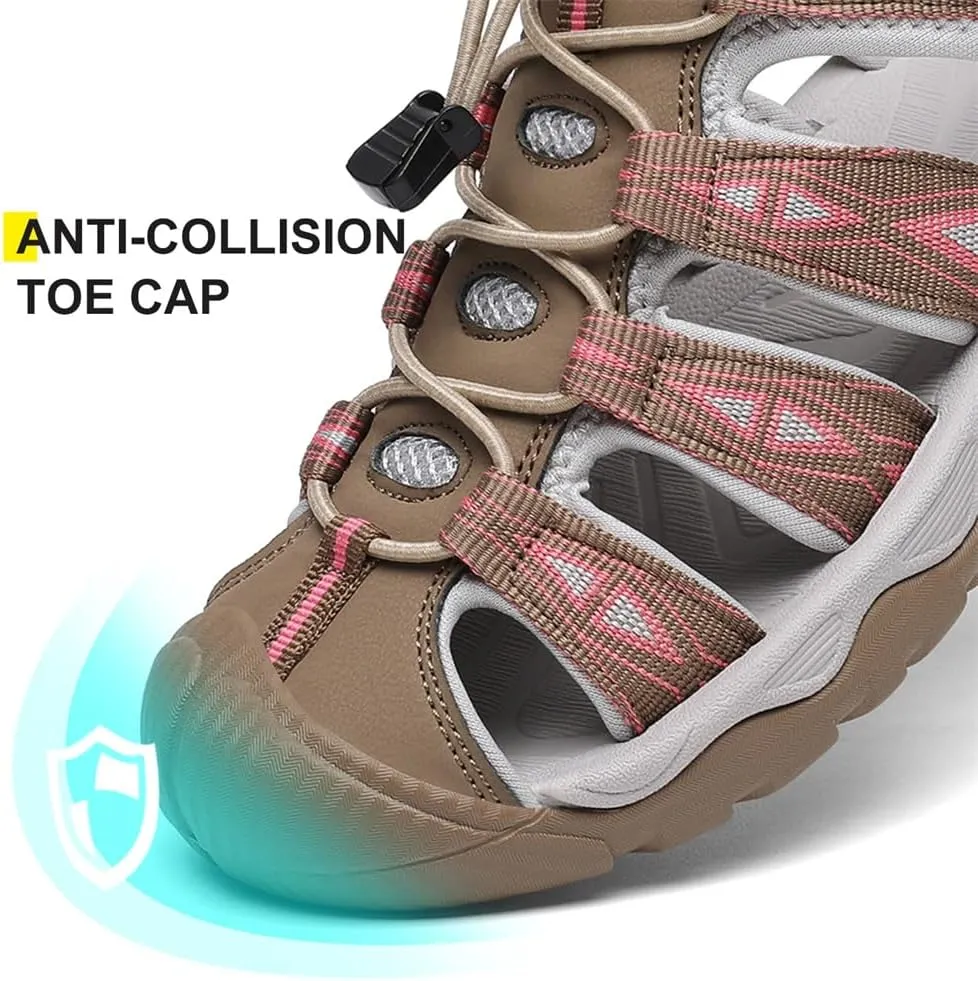 Dannto Women's Sport Hiking Sandals Closed Toe Outdoor Athletic Walking Sandal Lightweight Summer Water Shoes