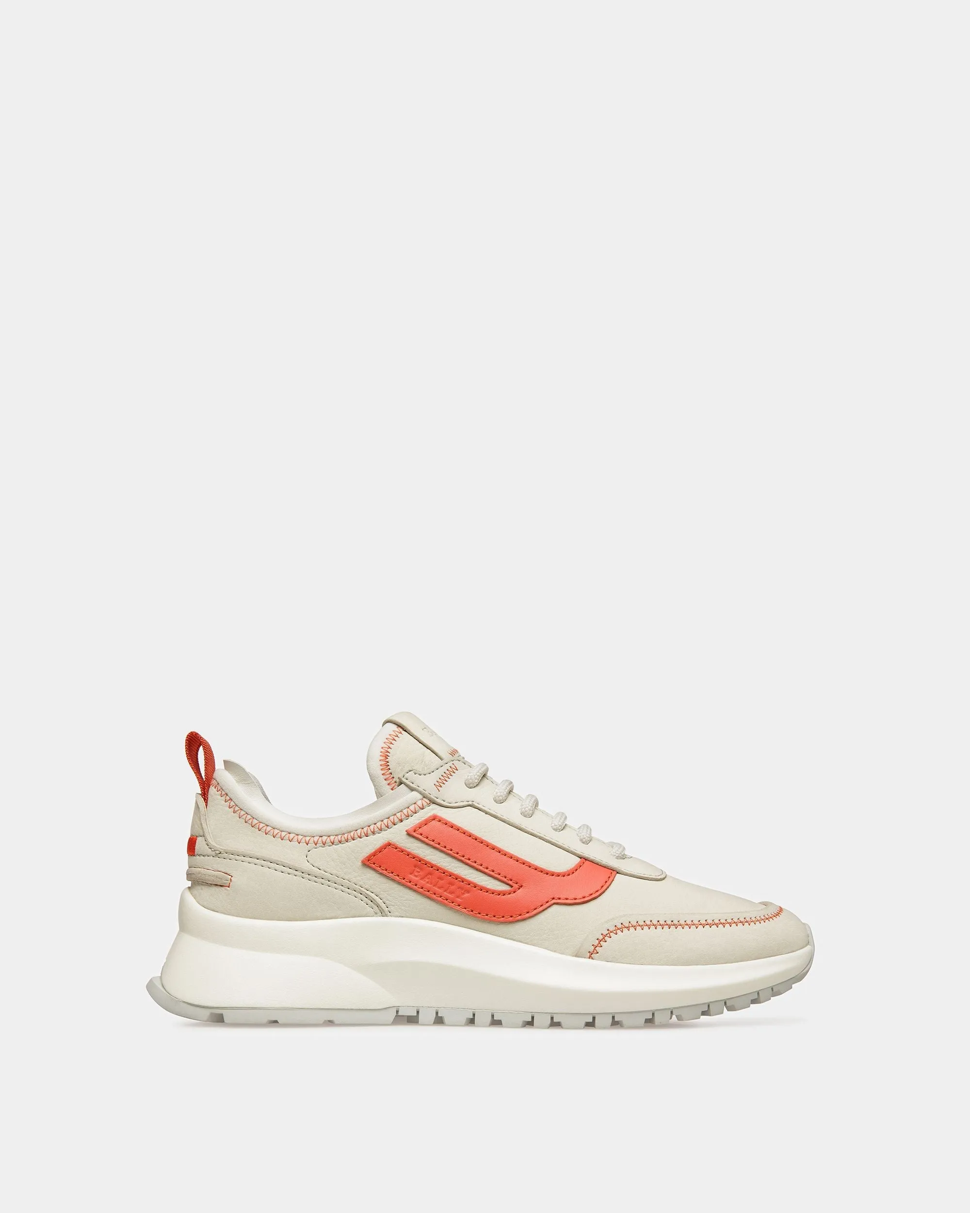 Darys Leather Sneakers In Dusty White And Orange