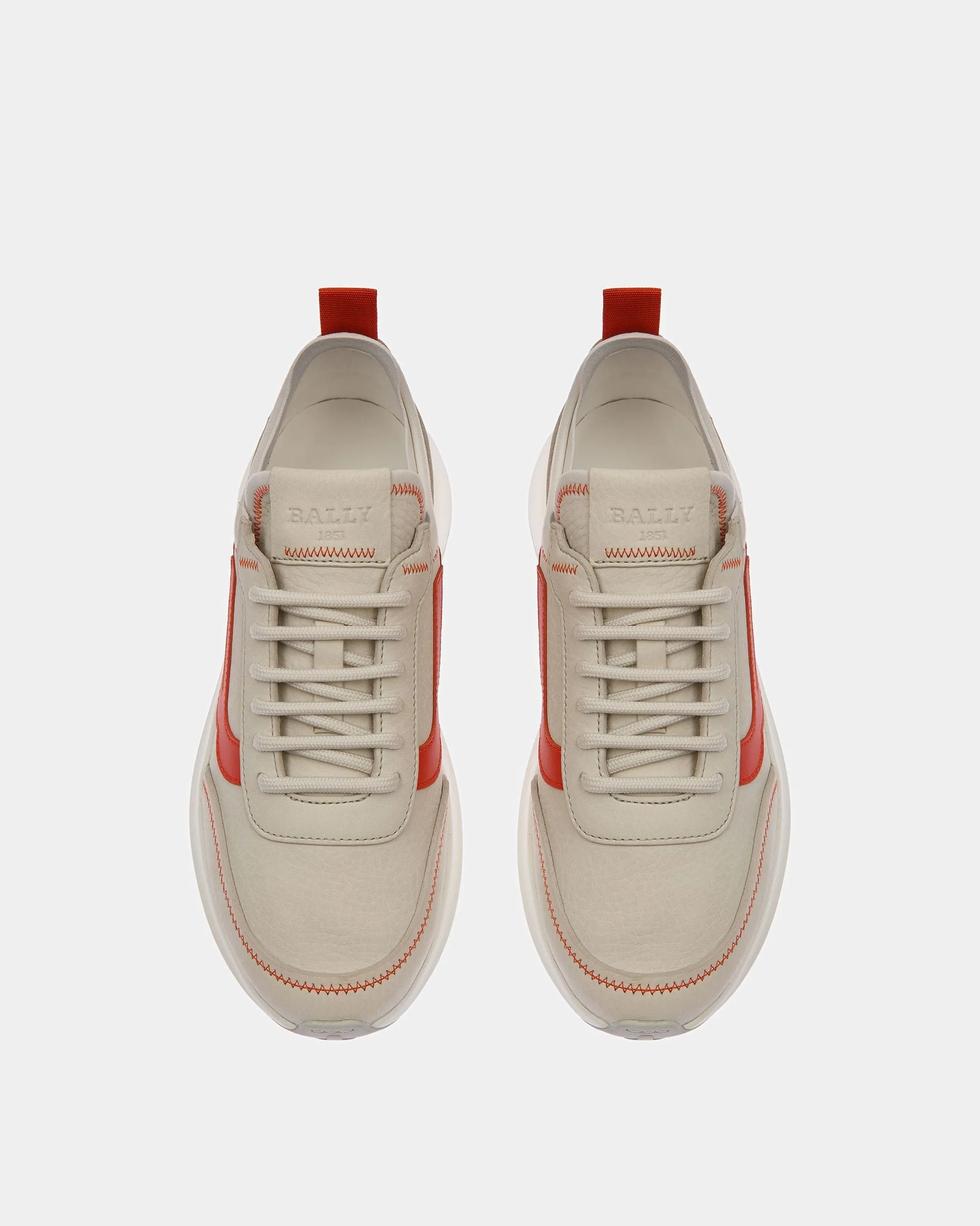 Darys Leather Sneakers In Dusty White And Orange