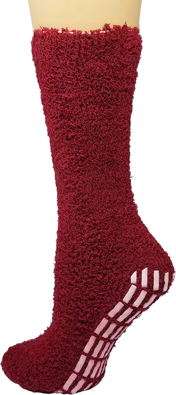 Debra Weitzner Non-slip Hospital Socks Fuzzy Slipper Grip Socks For Women Men 3 Pairs