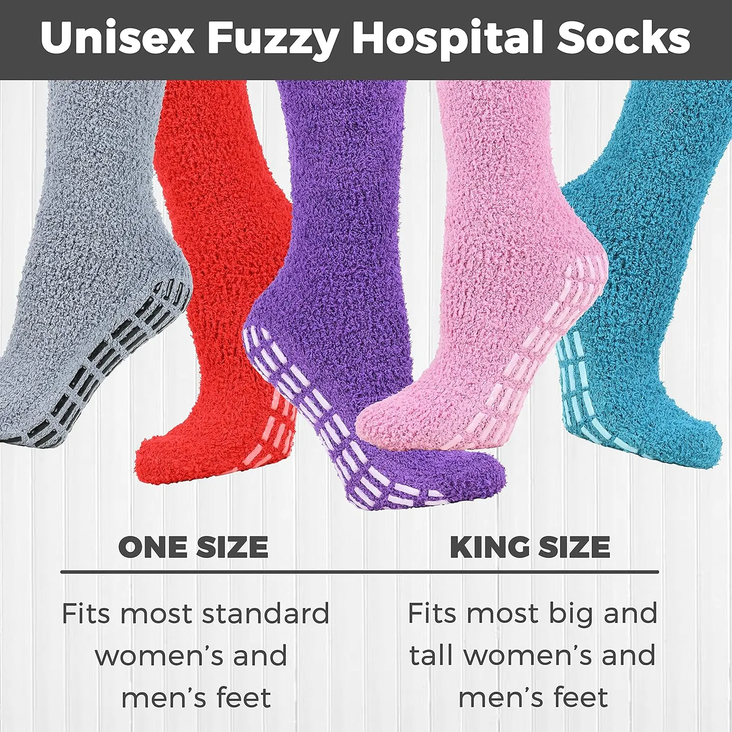 Debra Weitzner Non-slip Hospital Socks Fuzzy Slipper Grip Socks For Women Men 3 Pairs