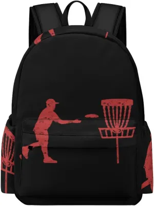 Disc Golf Icon Basket Lightweight Backpack Travel Daypack Laptop Backpacks with 1 Main Compartment Front Utility Pocket