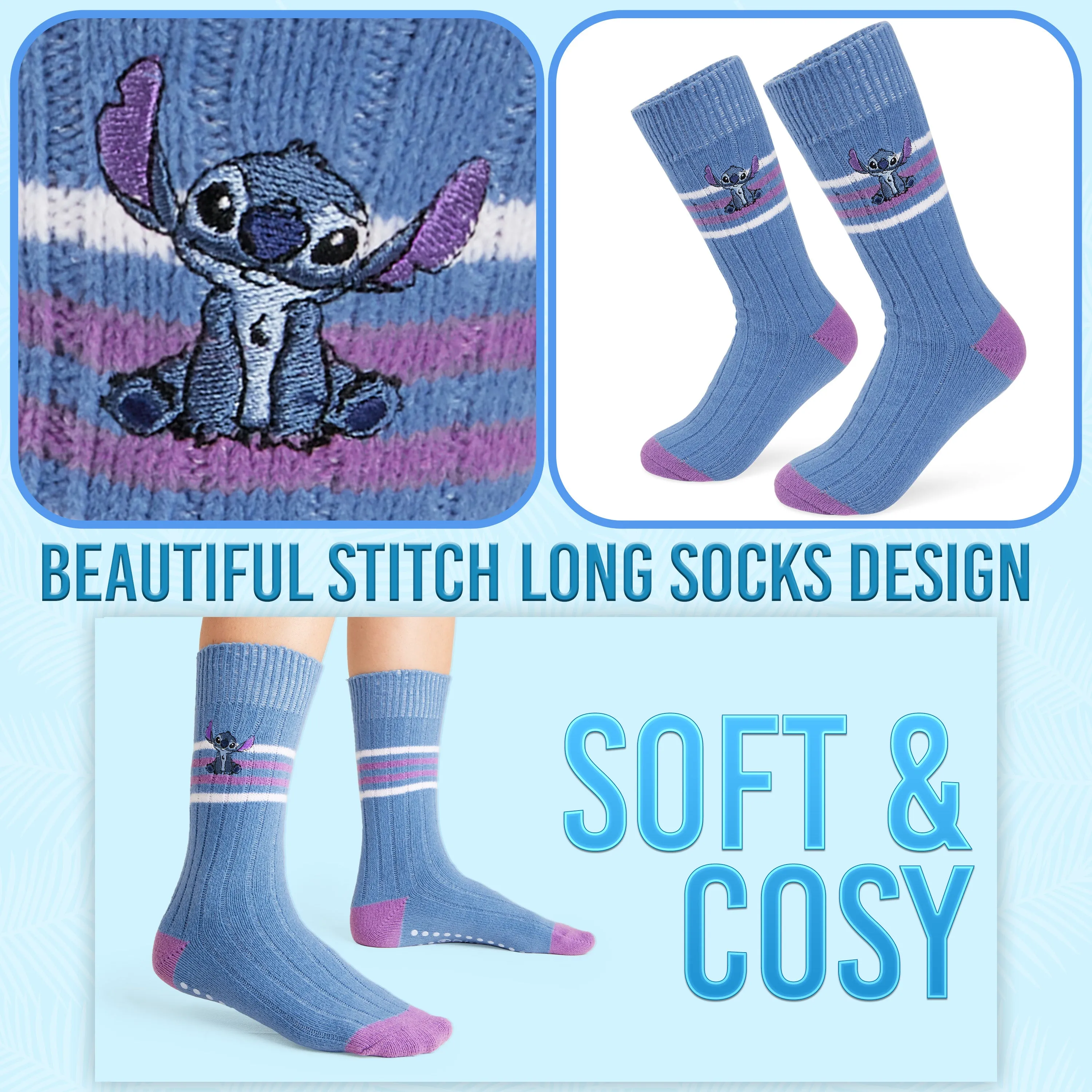 Disney Bed Socks for Women, Non Slip Socks - Stitch
