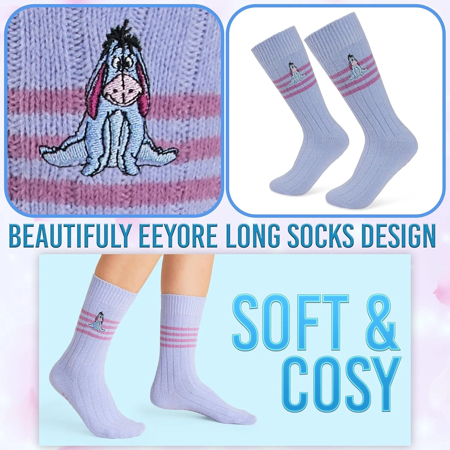 Disney Stitch Bed Socks for Women Teenagers Warm Baby Yoda Slipper Socks Non Slip One Size Stitch Gifts