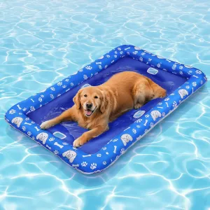 Dog Pool Float for Large Dogs up to 96lbs - 2025 Upgraded Tear Resistant Oxford Stable Support Dog Floatie, Inflatable Summer Doggies Raft Toy for Swimming Pool, Rectangle