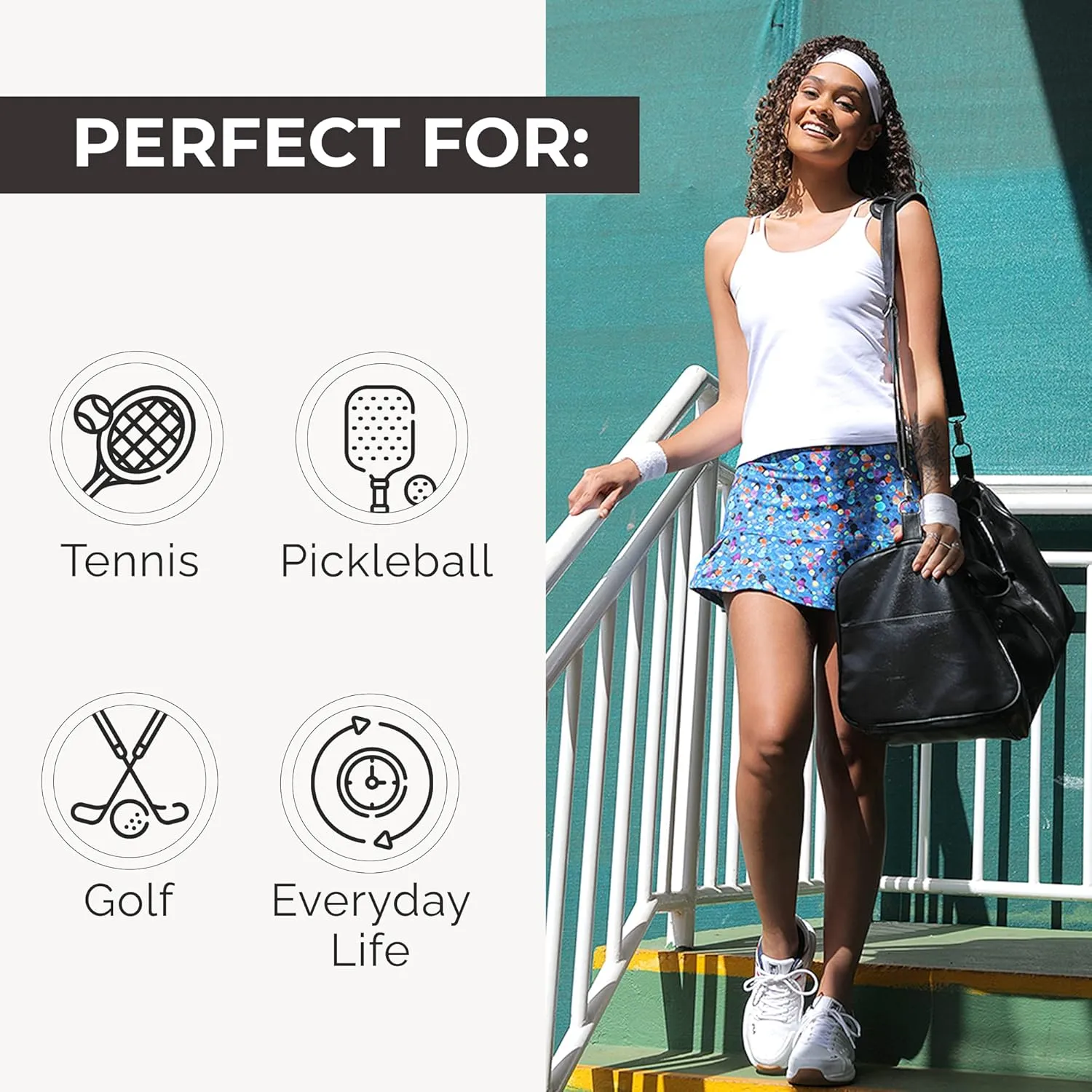 Dona Jo Official JoJo Women Skirt - Pleated Tennis Skirt w/Shorts & Built in Deep Pockets, Active Wear Clothing