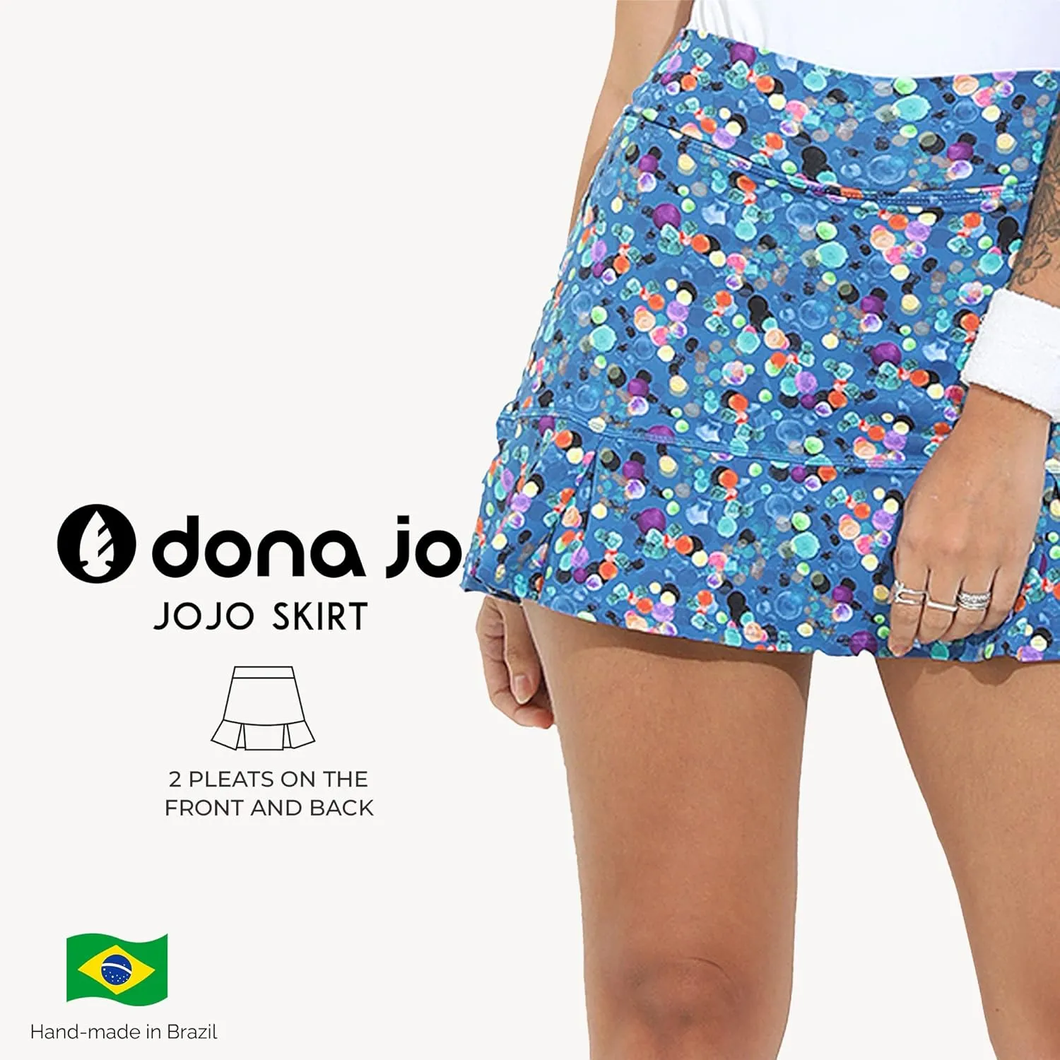 Dona Jo Official JoJo Women Skirt - Pleated Tennis Skirt w/Shorts & Built in Deep Pockets, Active Wear Clothing