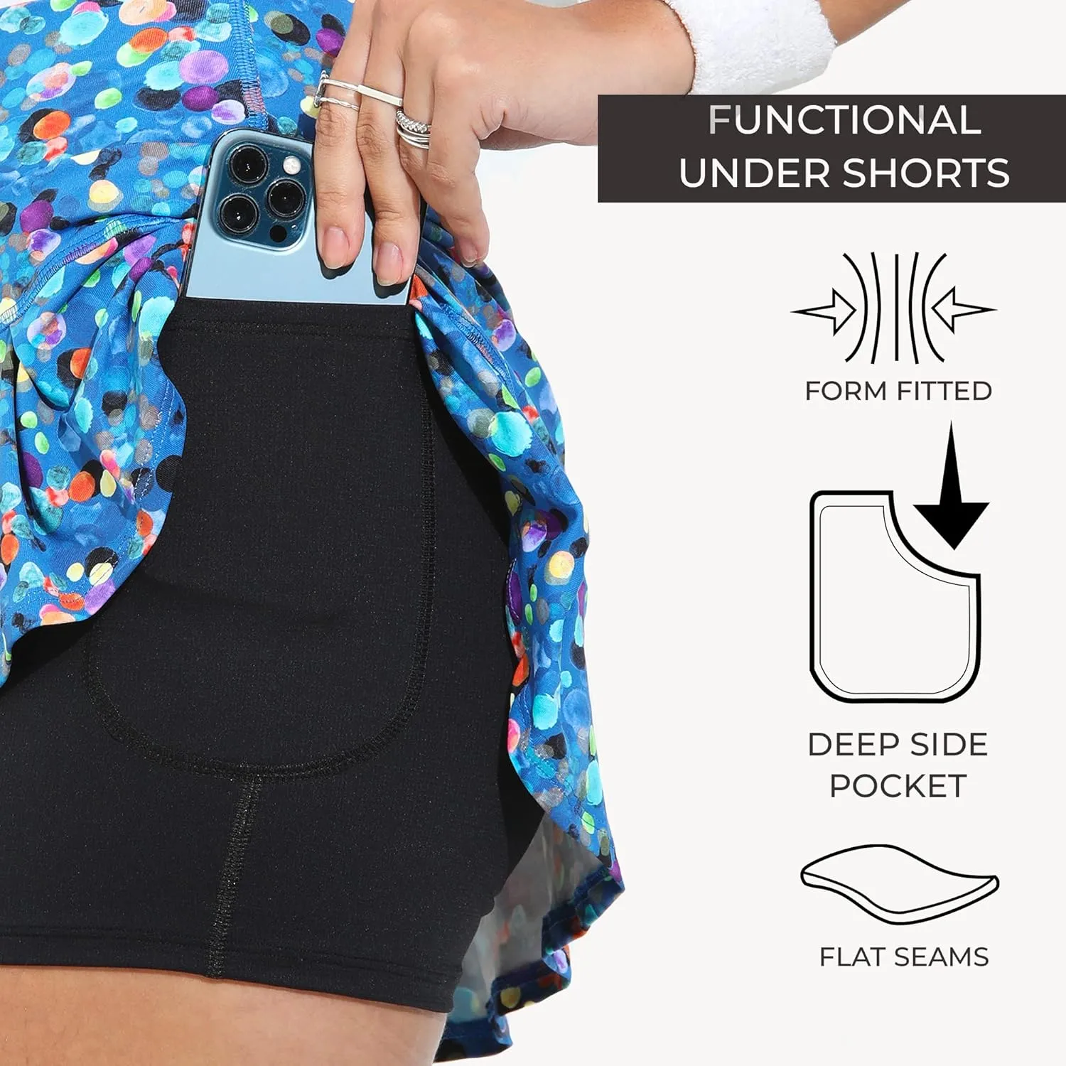 Dona Jo Official JoJo Women Skirt - Pleated Tennis Skirt w/Shorts & Built in Deep Pockets, Active Wear Clothing
