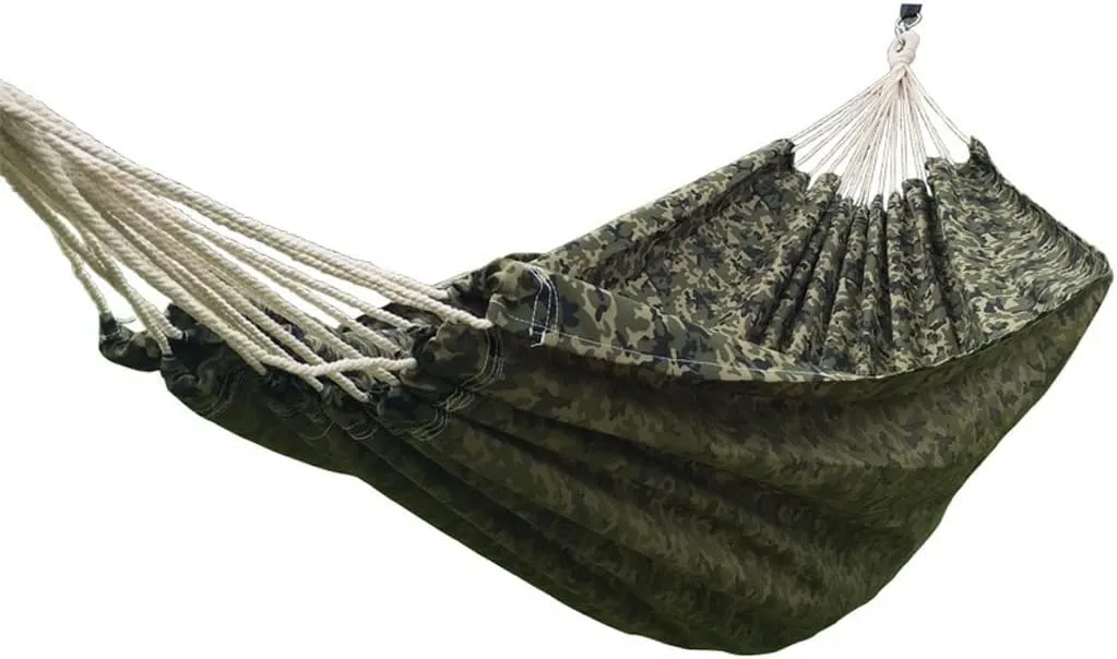 Double Hammock Military Green Two-Color Outdoor Camping Hammock Camouflage Oxford Cloth Hammock Dirt-Resistant Camouflage Hammock
