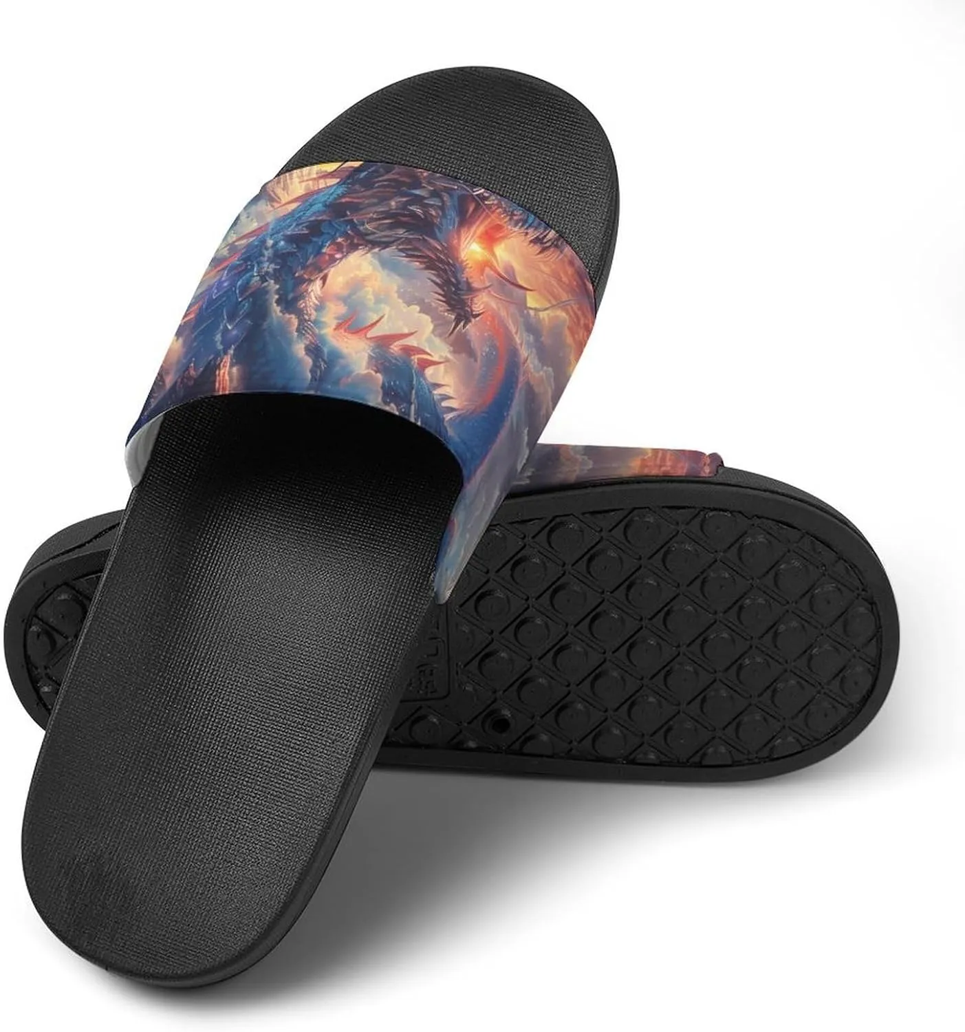 Dragon Snow Mountain Sunset Slippers Indoor Outdoor Unisex House Slipper Shower Slippers Non-Slip Open Toe Shoes