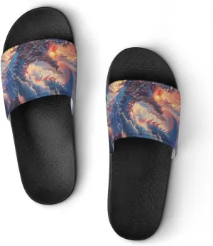 Dragon Snow Mountain Sunset Slippers Indoor Outdoor Unisex House Slipper Shower Slippers Non-Slip Open Toe Shoes