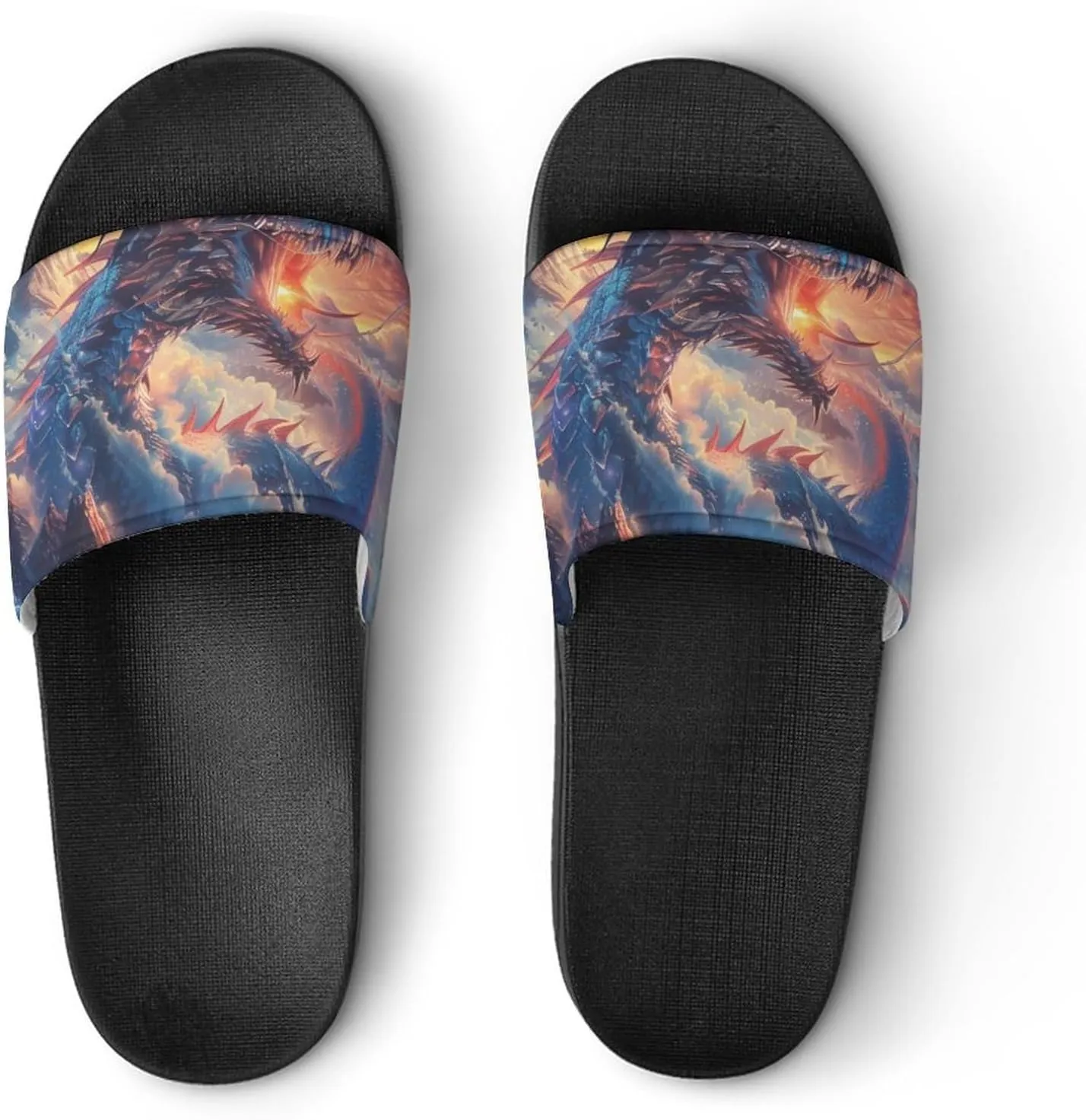 Dragon Snow Mountain Sunset Slippers Indoor Outdoor Unisex House Slipper Shower Slippers Non-Slip Open Toe Shoes