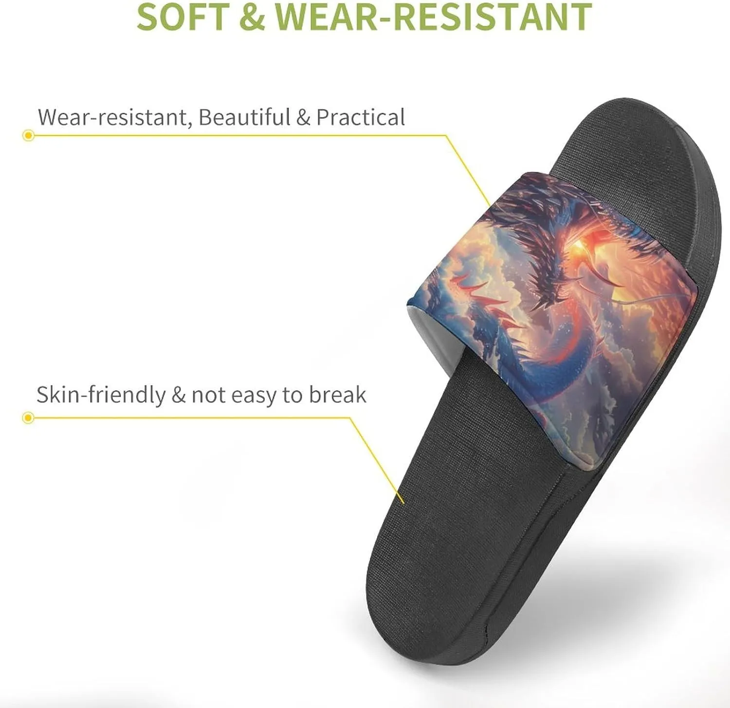 Dragon Snow Mountain Sunset Slippers Indoor Outdoor Unisex House Slipper Shower Slippers Non-Slip Open Toe Shoes
