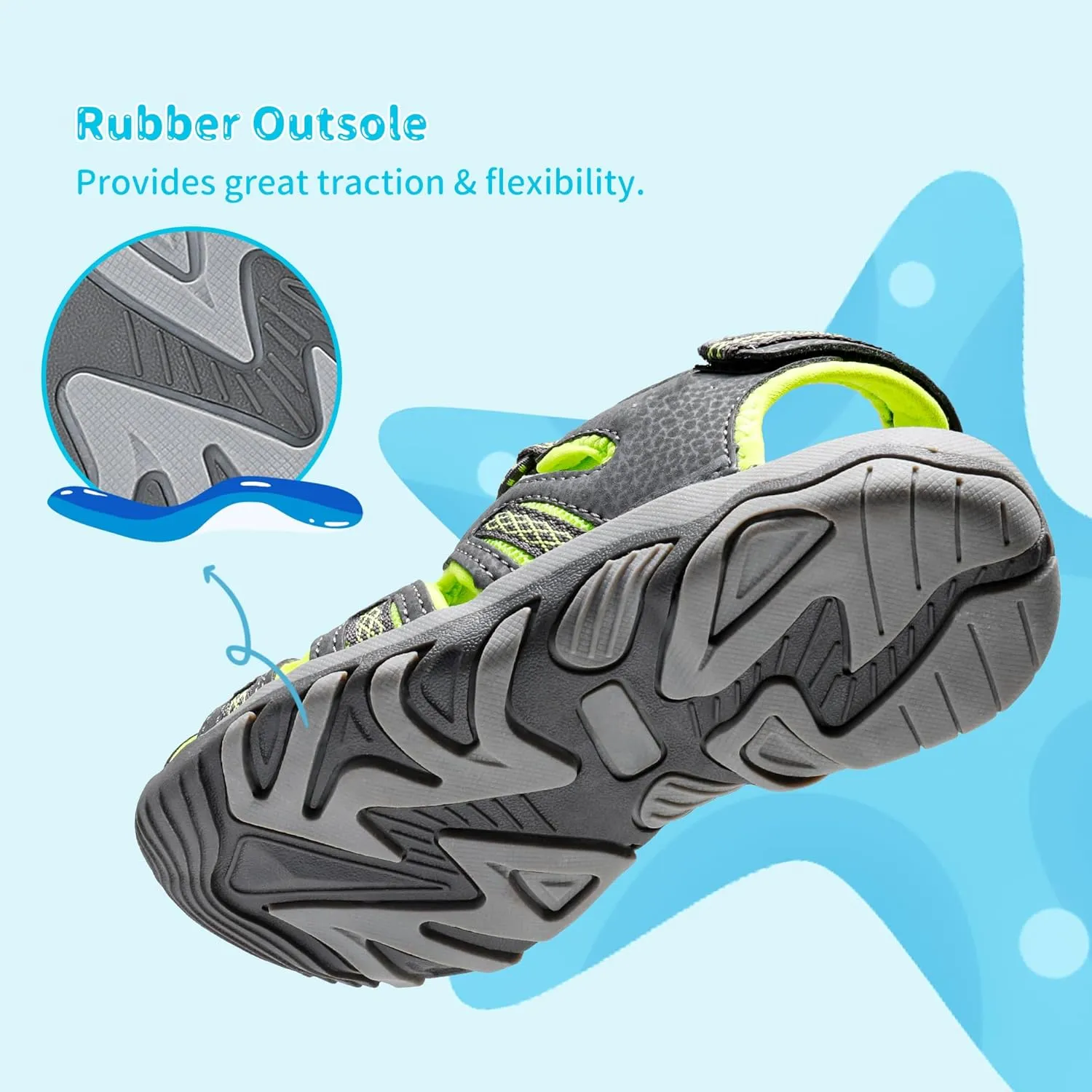 DREAM PAIRS Boys Girls Summer Outdoor Athletic Sport Sandals Walking Hiking Hook and Loop Adjustable Multicolor for Toddler/Little/Big Kids