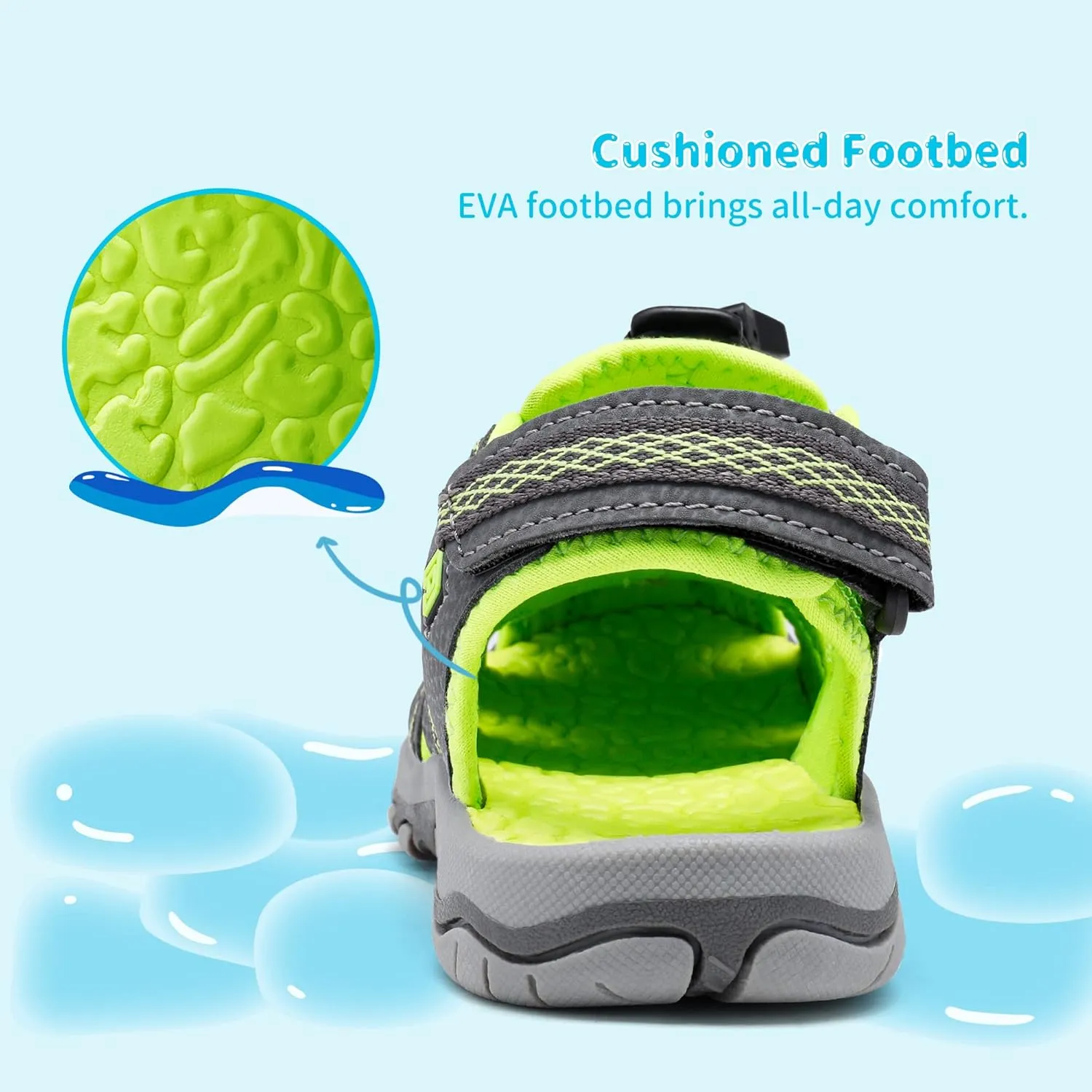 DREAM PAIRS Boys Girls Summer Outdoor Athletic Sport Sandals Walking Hiking Hook and Loop Adjustable Multicolor for Toddler/Little/Big Kids