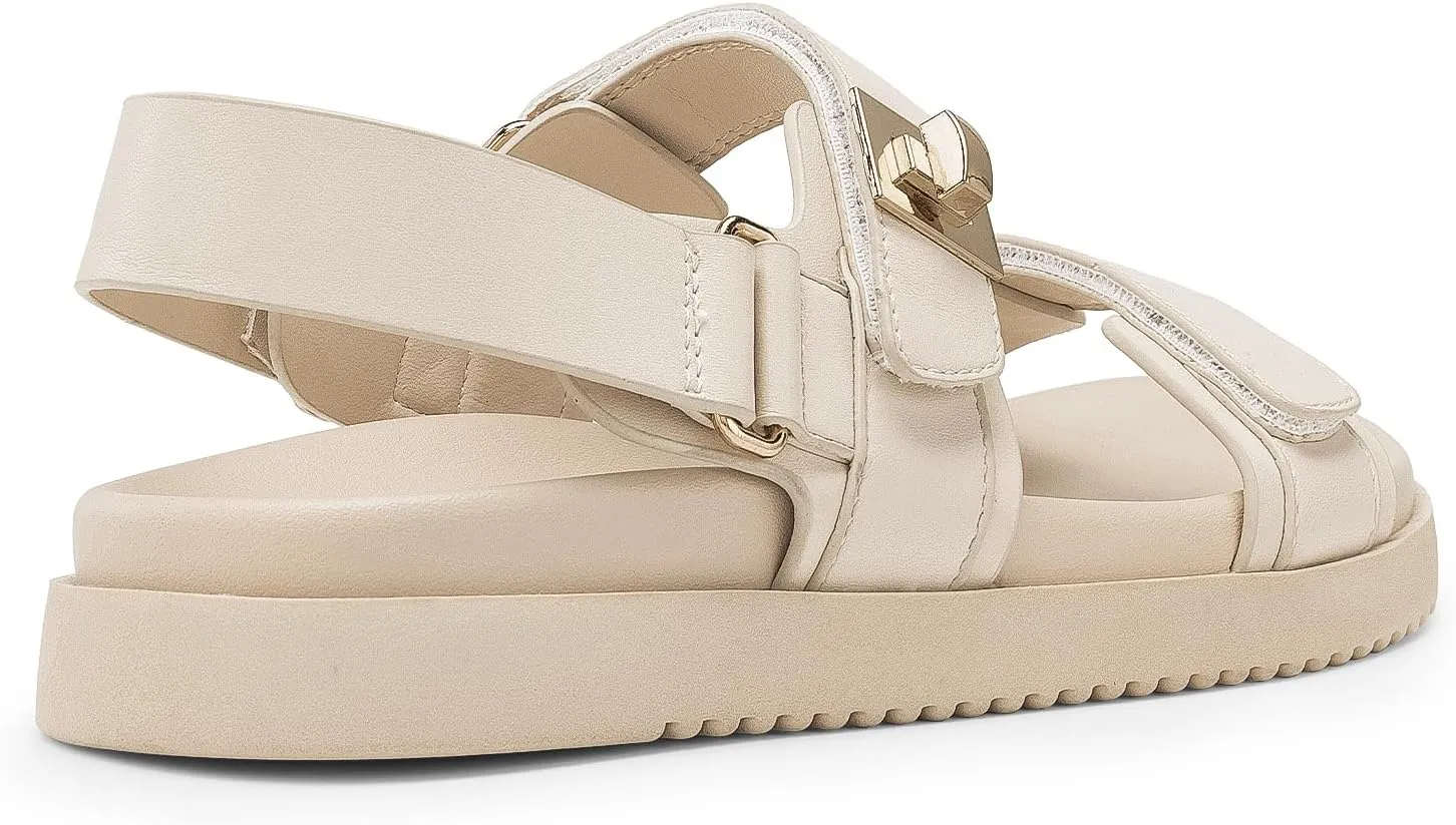 DREAM PAIRS Women's Comfortable Open Toe Flat Sandals Fashion One Band Summer Dessy Sandals