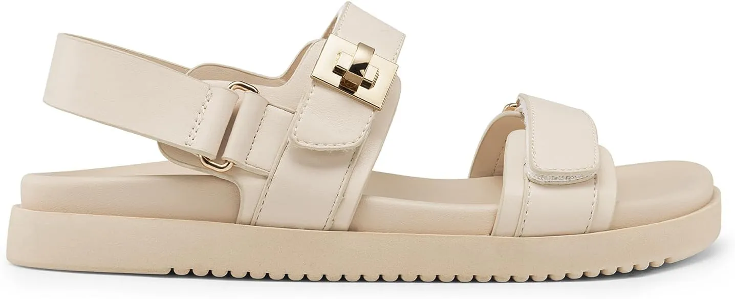 DREAM PAIRS Women's Comfortable Open Toe Flat Sandals Fashion One Band Summer Dessy Sandals