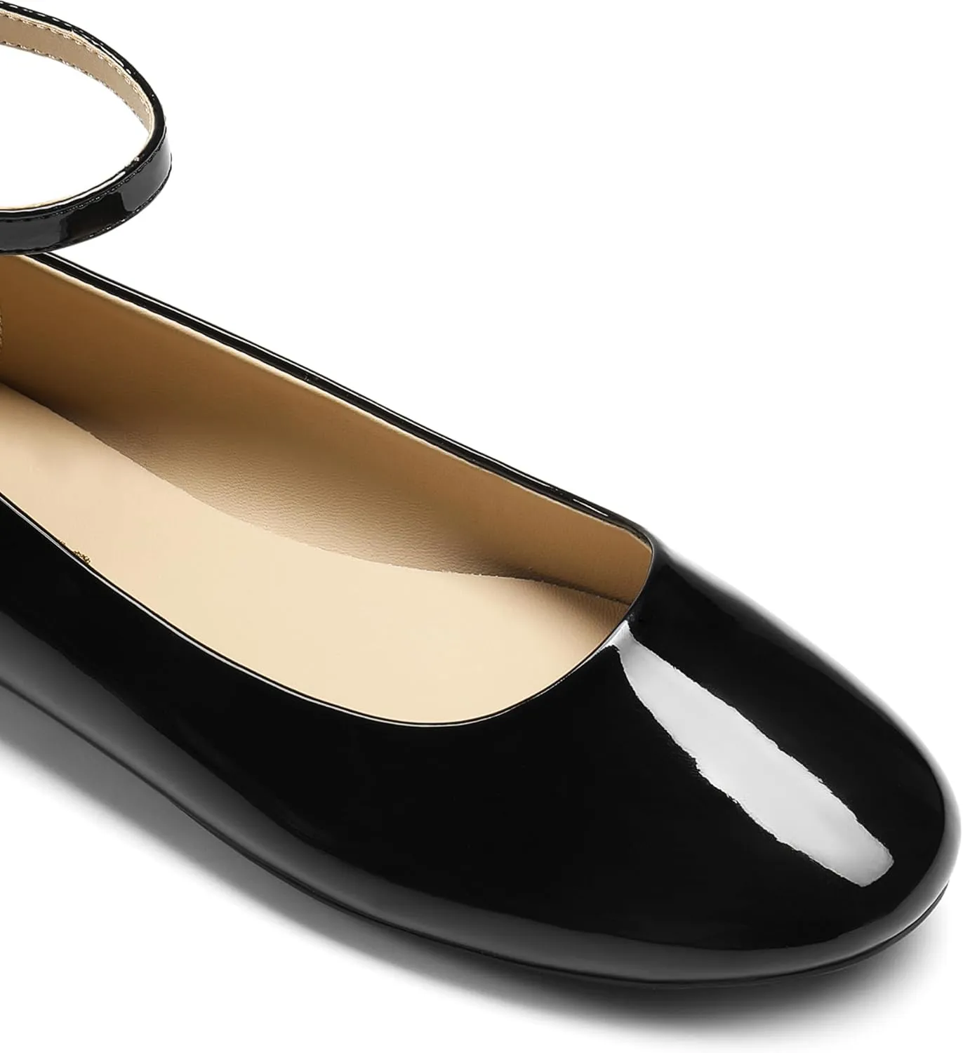 DREAM PAIRS Women's Dressy Ballet Flats Shoes Round Toe Comfortable Ankle Strap Patent Ballerina Flats Shoes