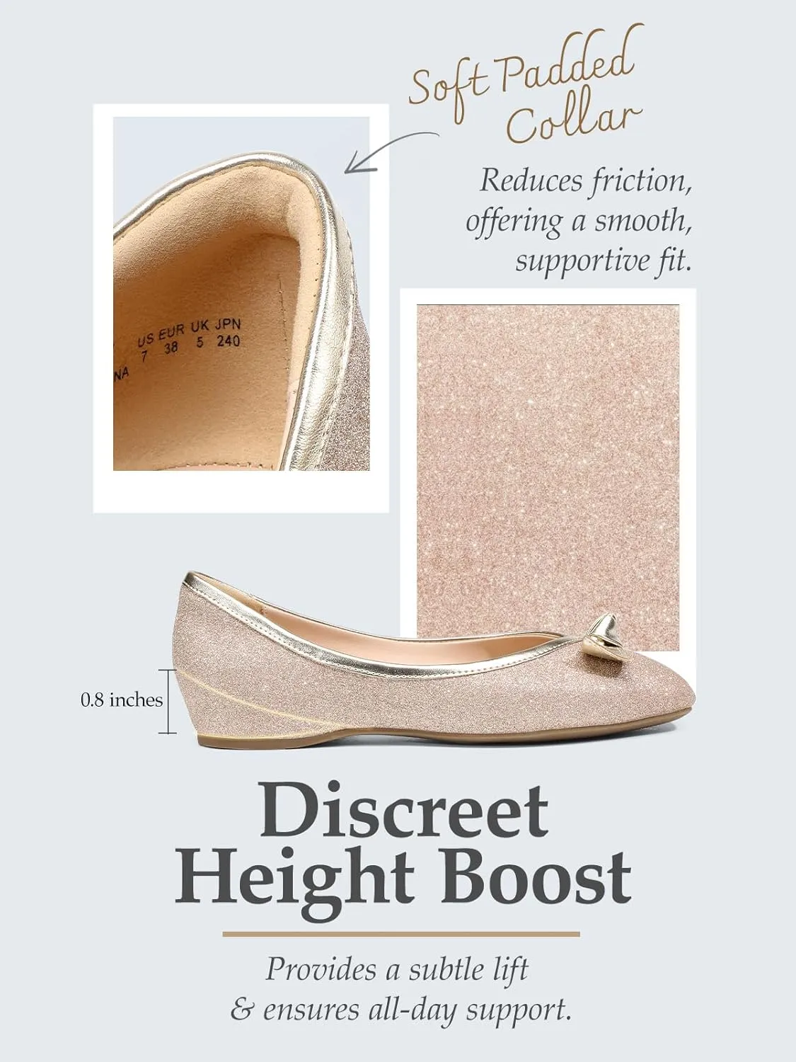 DREAM PAIRS Women's Low Wedge Dressy Flats, Comfortable Square Toe Rhinestone Wedding Shoes