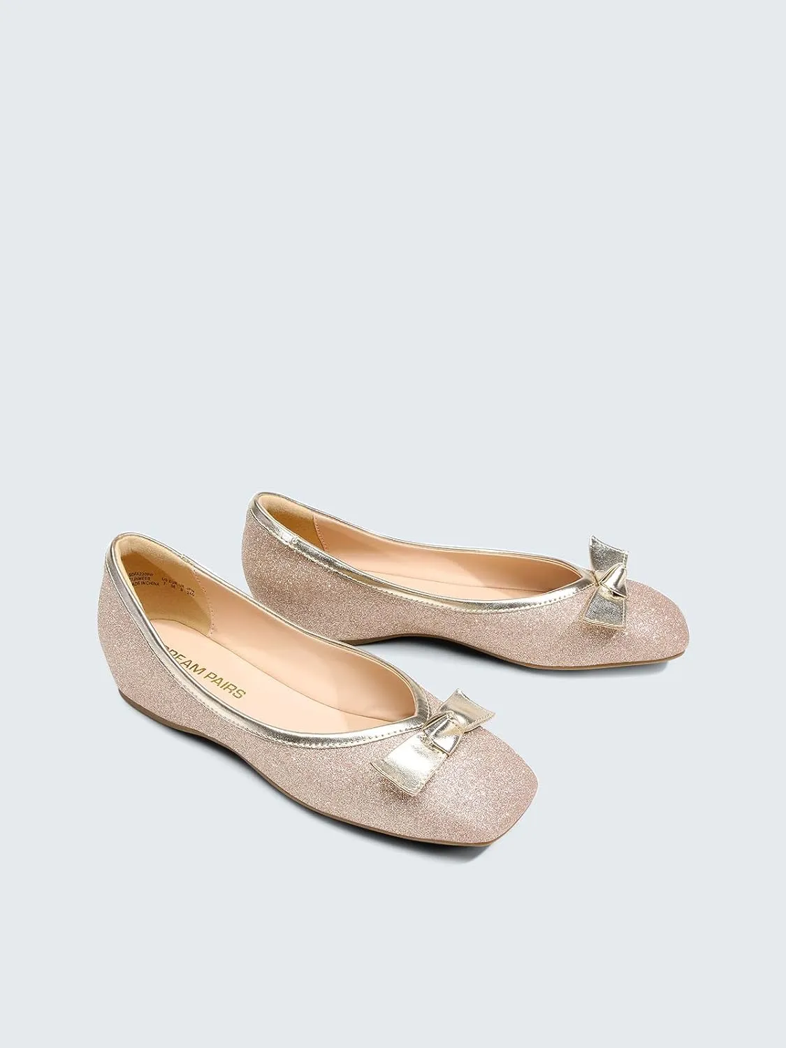 DREAM PAIRS Women's Low Wedge Dressy Flats, Comfortable Square Toe Rhinestone Wedding Shoes