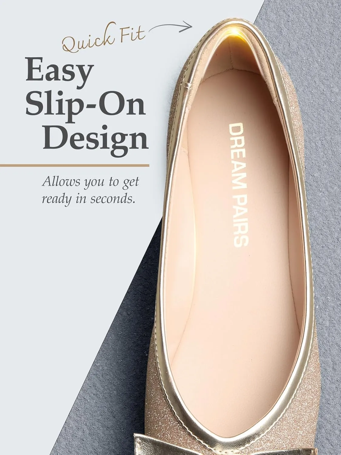DREAM PAIRS Women's Low Wedge Dressy Flats, Comfortable Square Toe Rhinestone Wedding Shoes