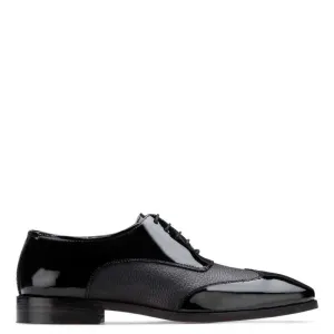 Dual Texture Patent Shiny Leather Oxford Shoes
