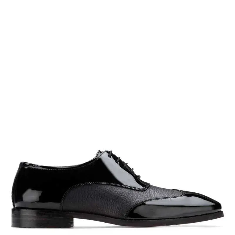 Dual Texture Patent Shiny Leather Oxford Shoes