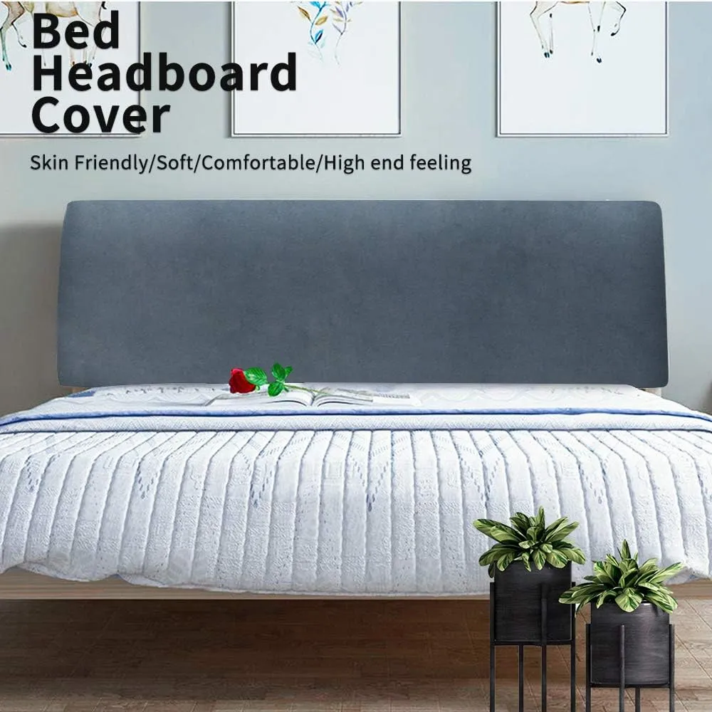 DUJUIKE Headboard Cover for King, Stretch Bed Headboard Slipcover, Dustproof Protector Cover for Linen Upholstered Bedroom Headboard, Velvety Soft Comfortable Fabric (Grey)