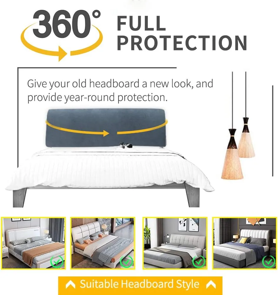 DUJUIKE Headboard Cover for King, Stretch Bed Headboard Slipcover, Dustproof Protector Cover for Linen Upholstered Bedroom Headboard, Velvety Soft Comfortable Fabric (Grey)