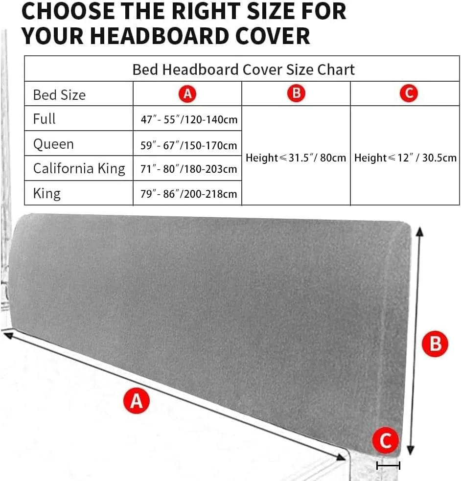 DUJUIKE Headboard Cover for King, Stretch Bed Headboard Slipcover, Dustproof Protector Cover for Linen Upholstered Bedroom Headboard, Velvety Soft Comfortable Fabric (Grey)