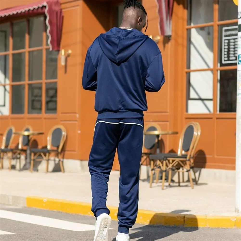DUOFIER Men's Tracksuit Jogging Sweat Suits 2 Piece Casual Outfit Athletic Suit Set