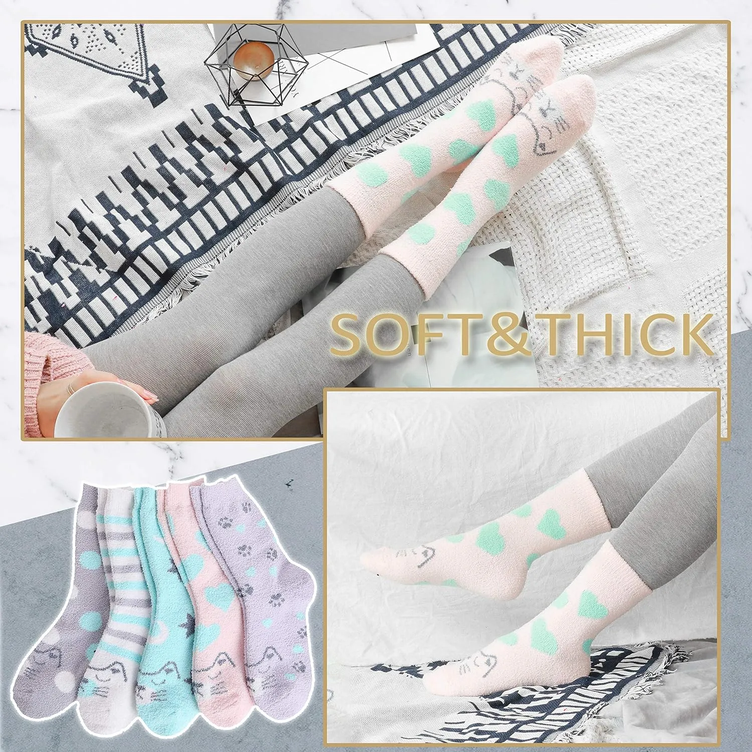 EBMORE Womens Fuzzy Socks Slipper Soft Cabin Plush Warm Fluffy Winter Sleep Cozy Adult Socks