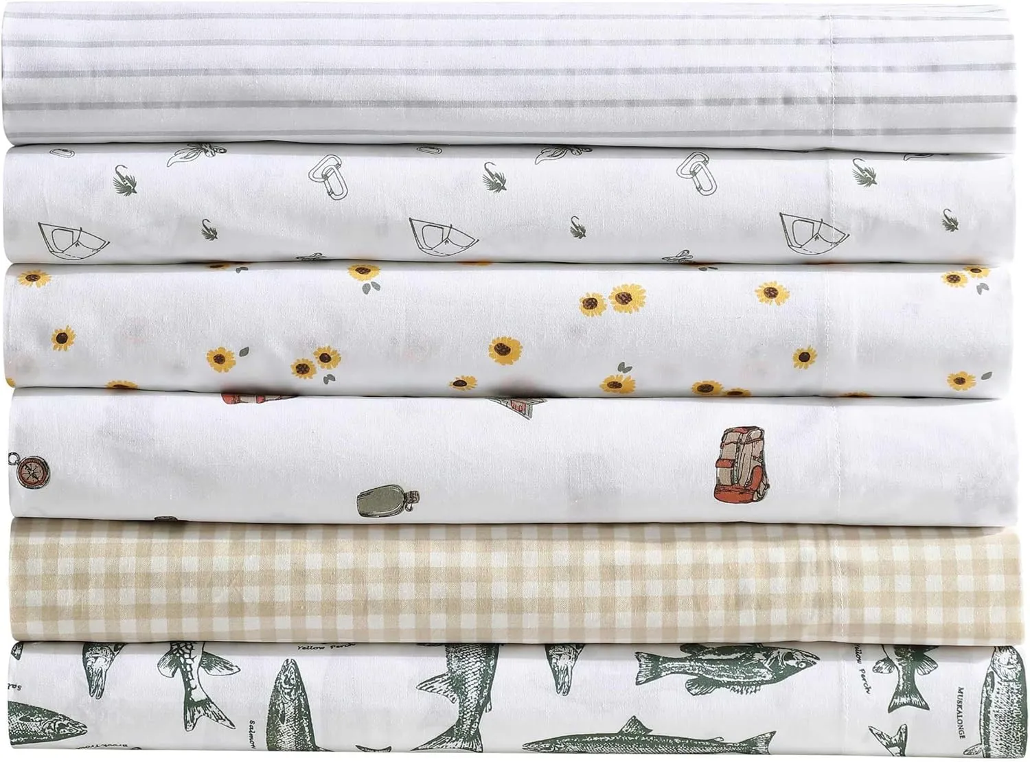 Eddie Bauer - Sheet Set, Cotton Percale Bedding with Matching Pillowcase, Crisp & Breathable, 200-Thread Count, Classic Comfort Essentials (Little Gingham Beige, Queen)