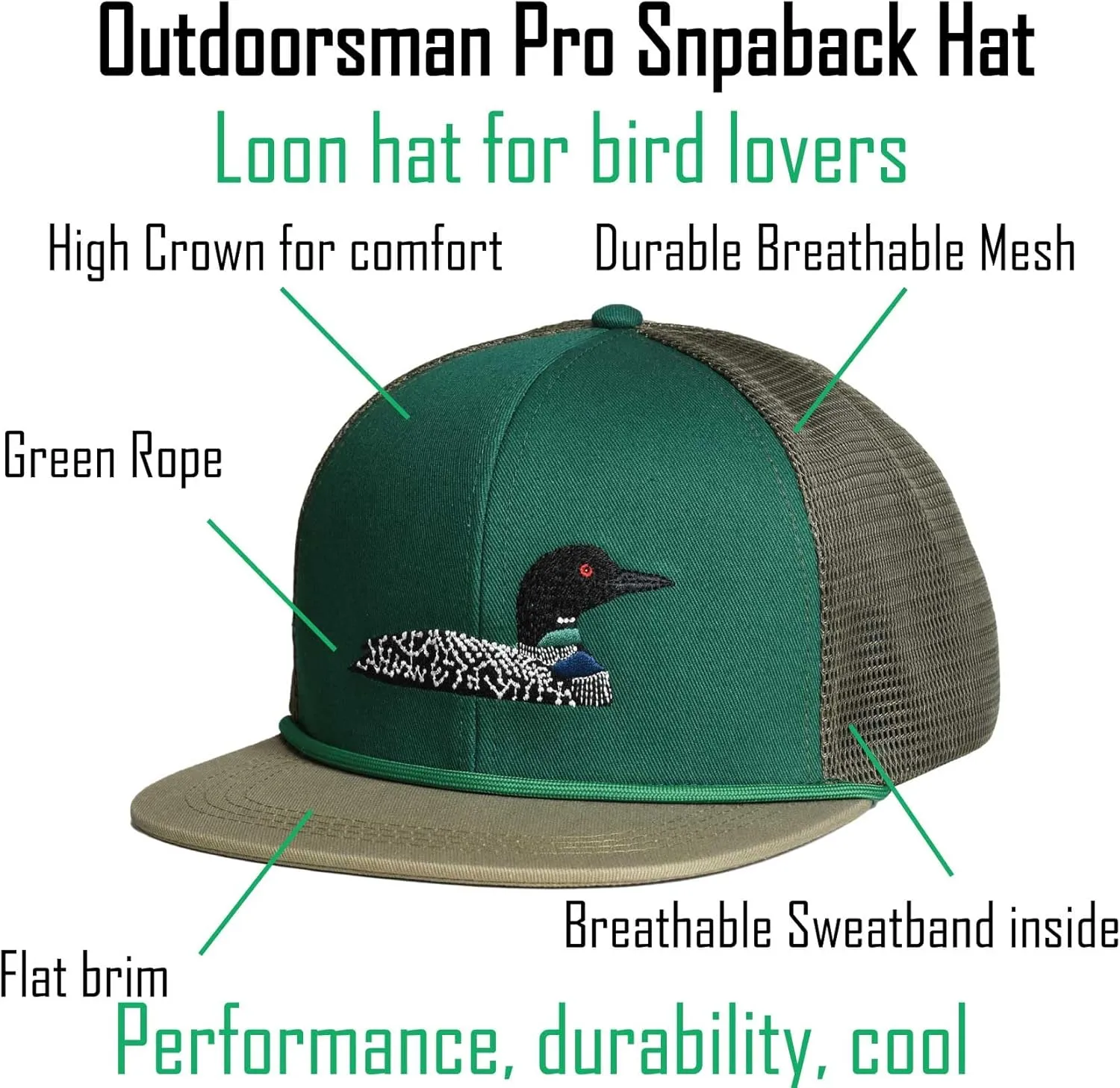 EDTREK Outdoorsman Pro Trucker Breathable Mesh Performance Cap - Flat Brim Snapback Hat