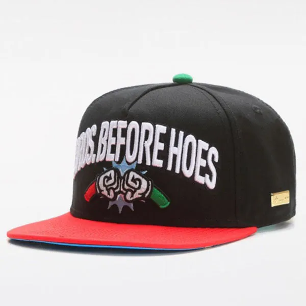 Embroidery metal logo black adult flat brim hat