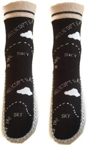 European Boys Non Skid Slipper Socks Leather Sole Moccasin (2T-7T)