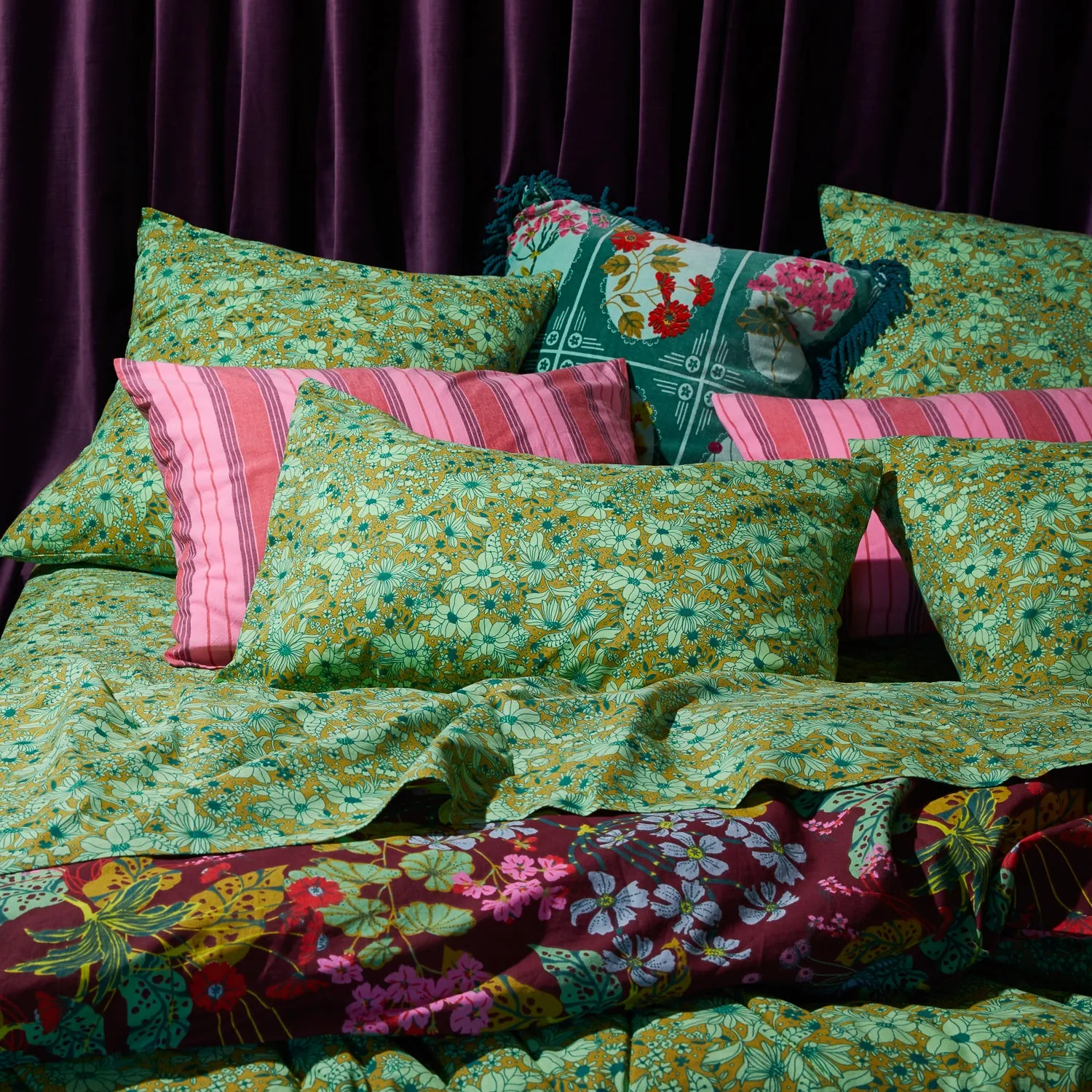 Evette Cotton Flat Sheet - Olive